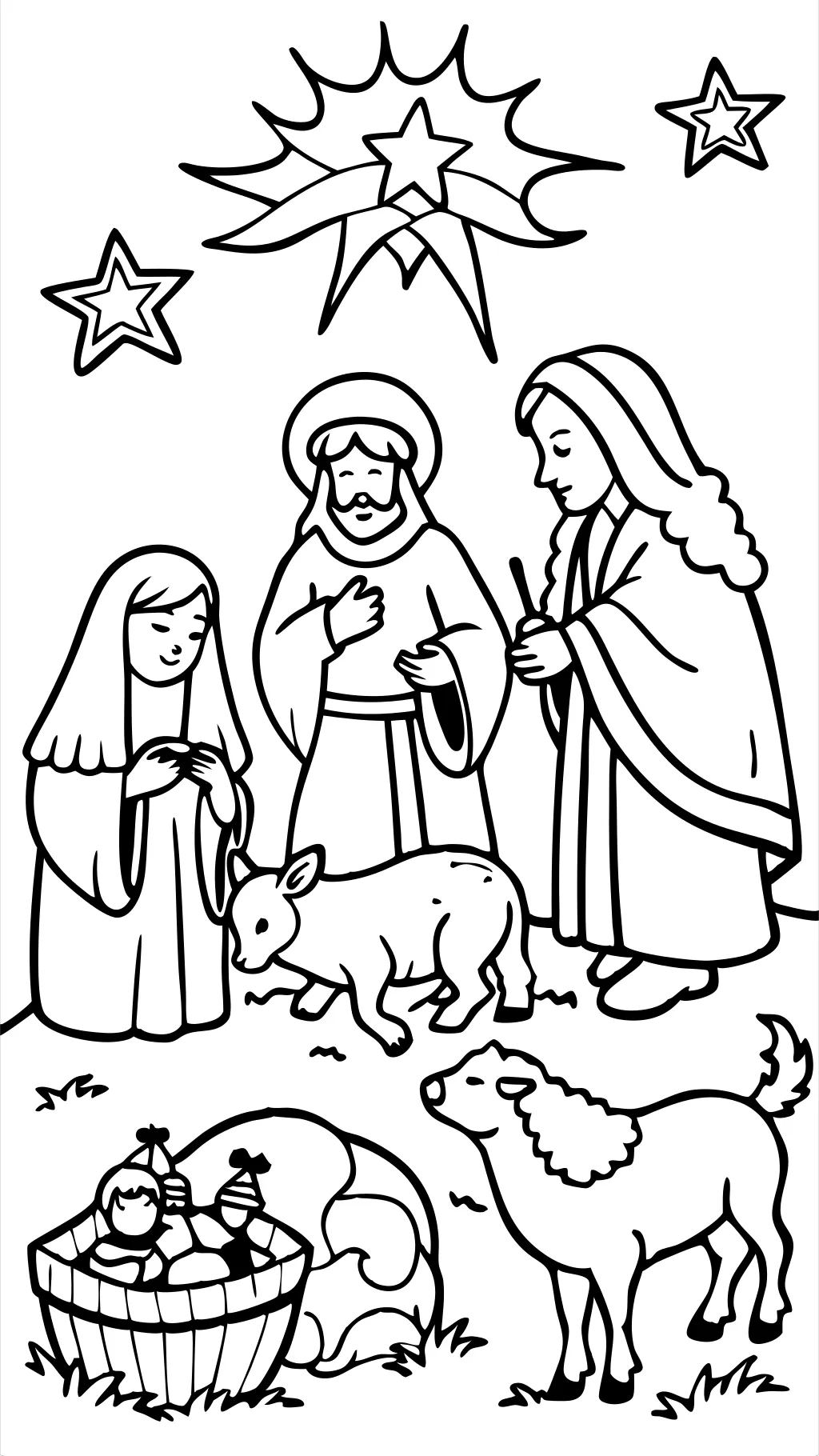 coloriage de scène nativité